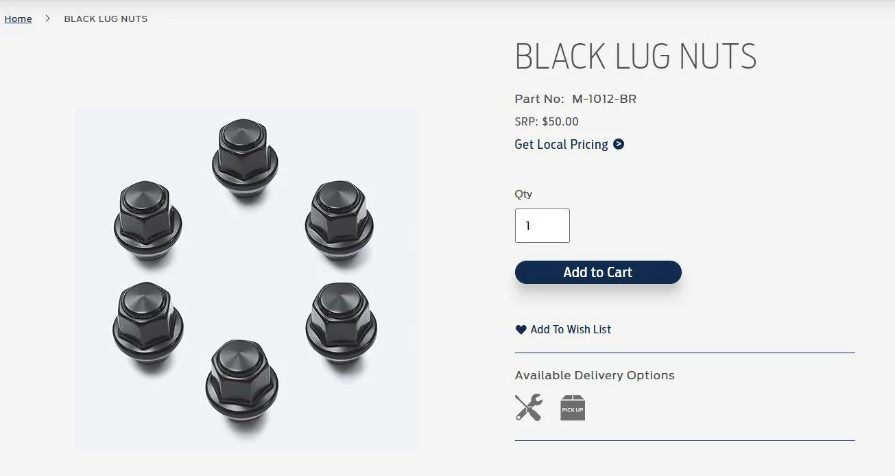 Ford Bronco Black Lugs & Wheel Locks LugNuts