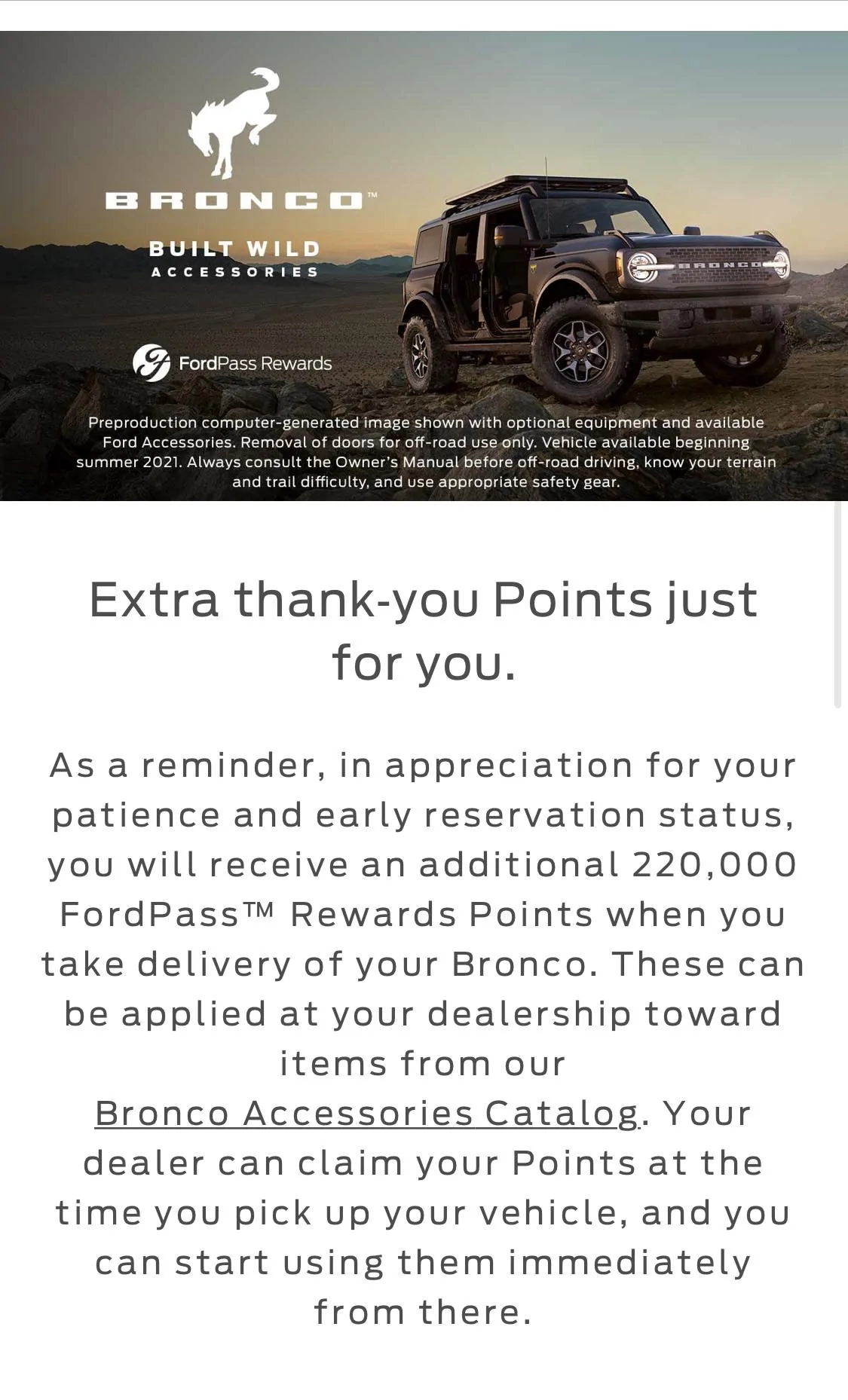 Ford Bronco Bronco reward points email 1637CB9F-140A-4228-8566-5C0AF5B13830