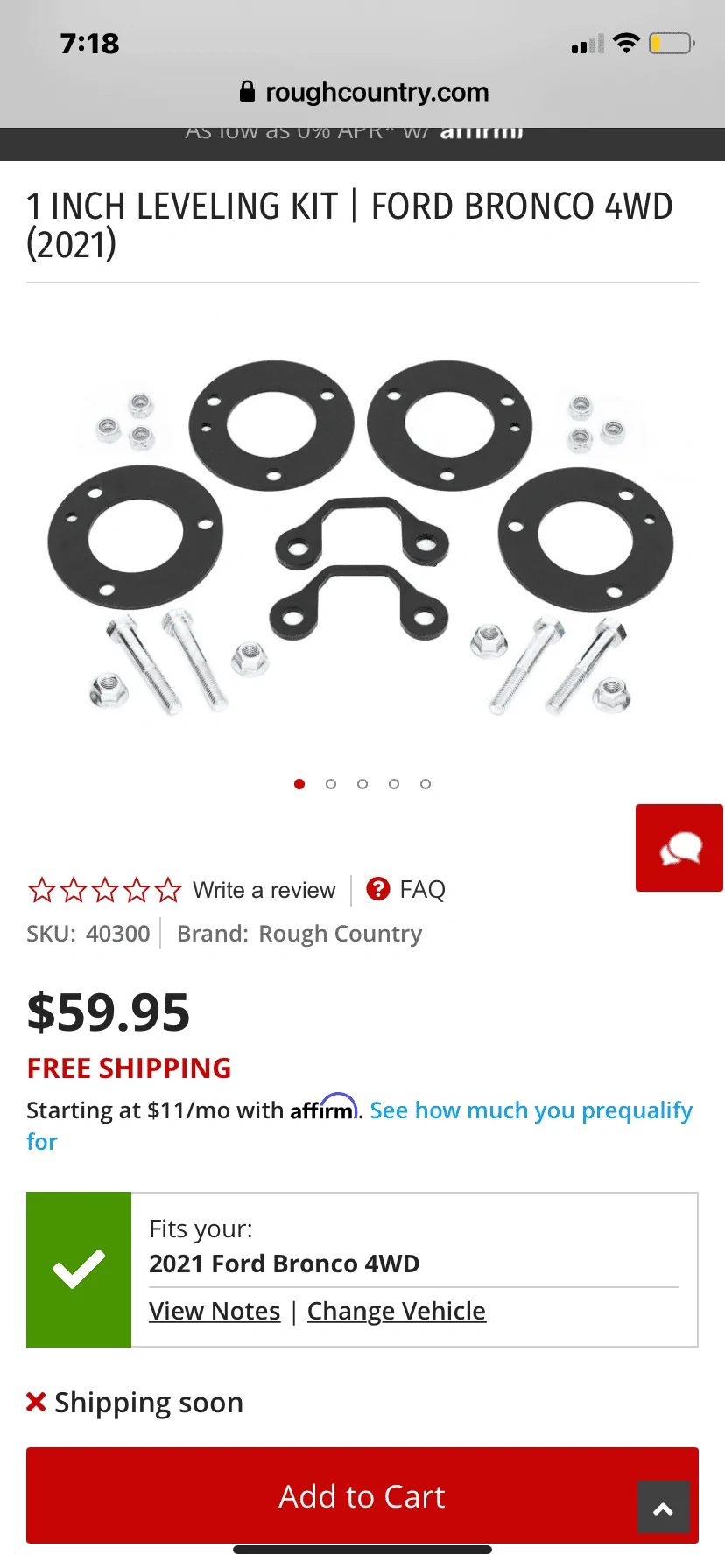 Ford Bronco Rough Country has 1" leveling kit for 2021 Bronco 96624185-65F1-43C2-919C-EAFDF2A7FF0F