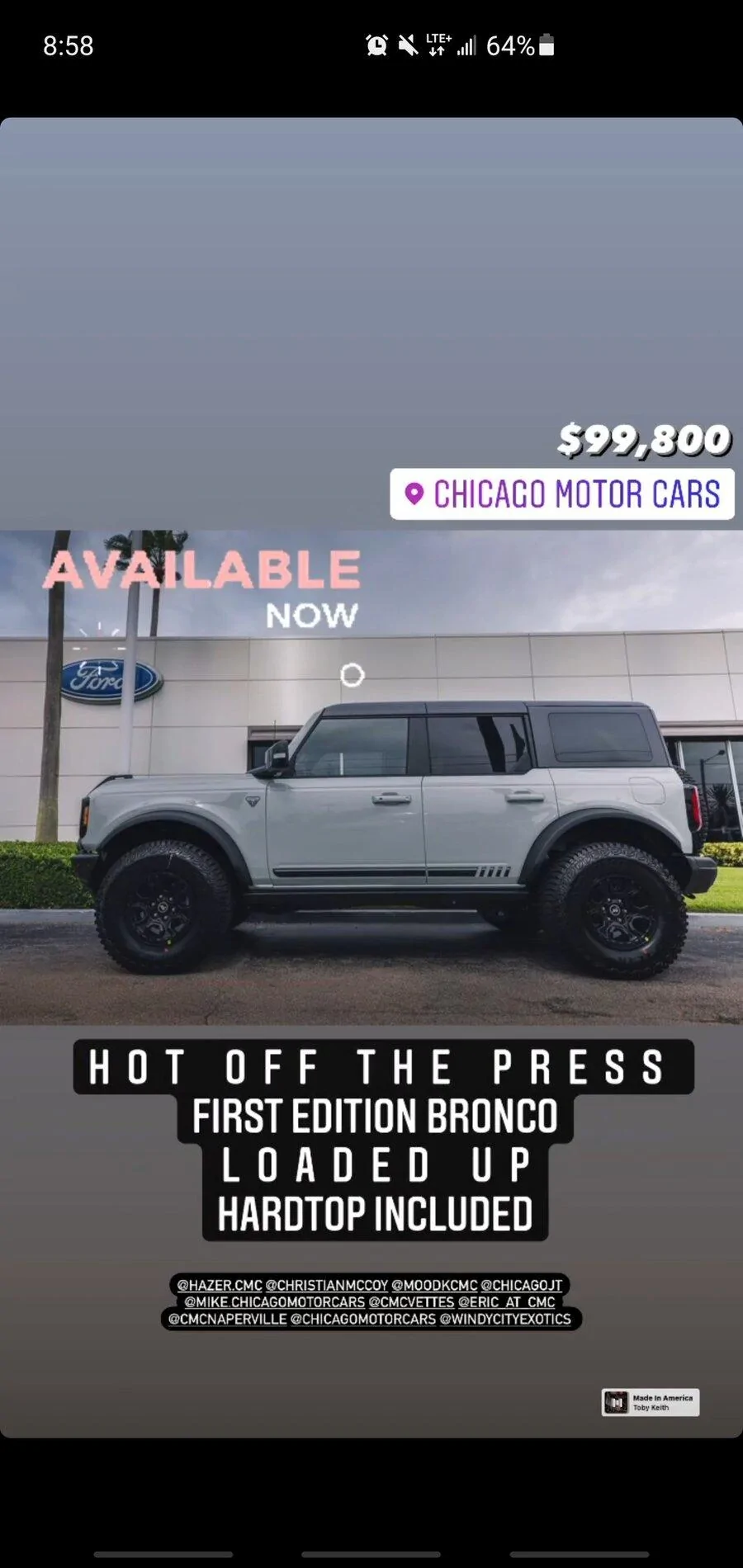 Ford Bronco $169k First Edition Bronco for sale :D Screenshot_20210706-085833_Instagram