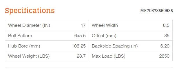 Ford Bronco Sasquatch fitment replacement wheels 1626103608134