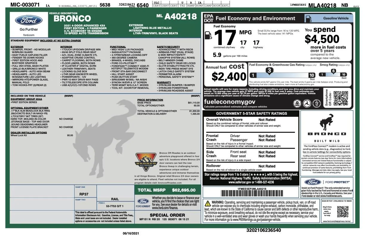 Ford Bronco The Granger Ford Bronco Experience from A to Z windowsticker