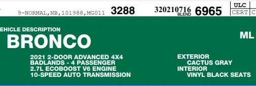 Ford Bronco Today is my Blend date! 07/16 Build