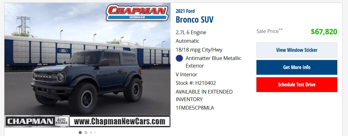 Ford Bronco Chapman Ford (Philly PA) 1626549486273