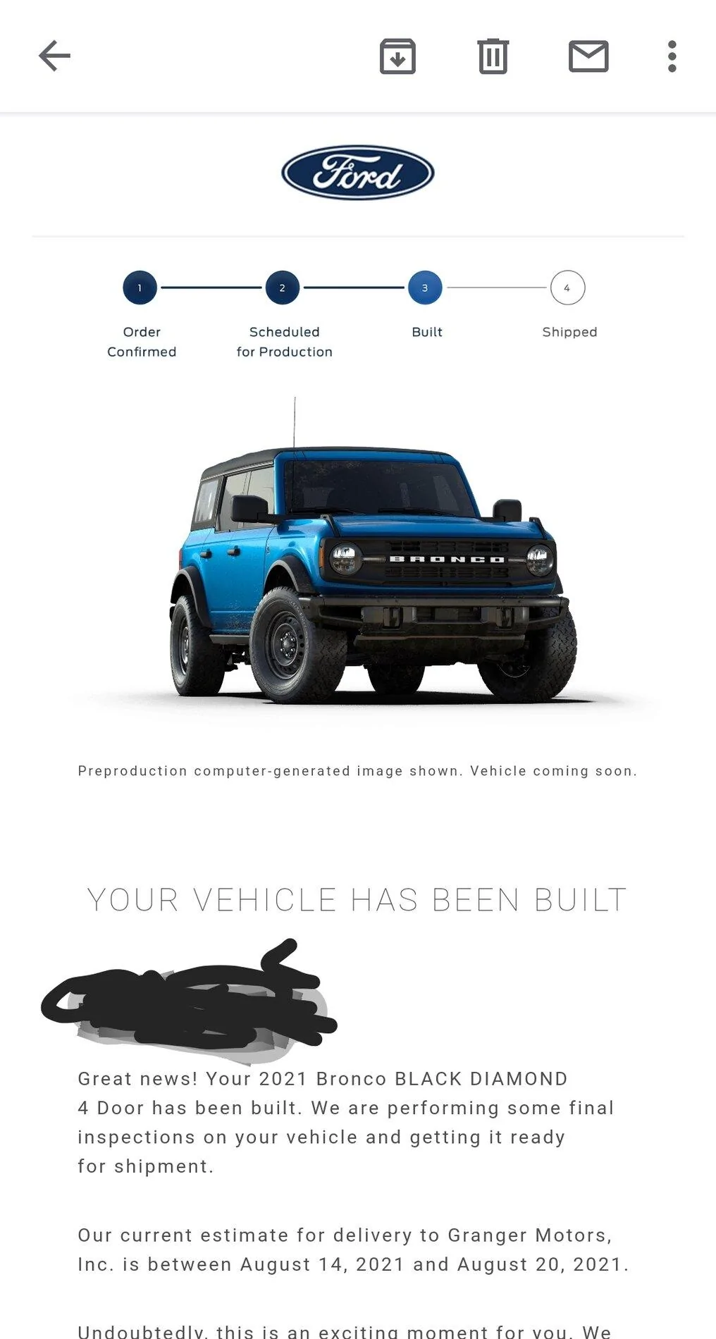 Ford Bronco Who's a 7/19 build? Screenshot_20210723-062243_Gmail