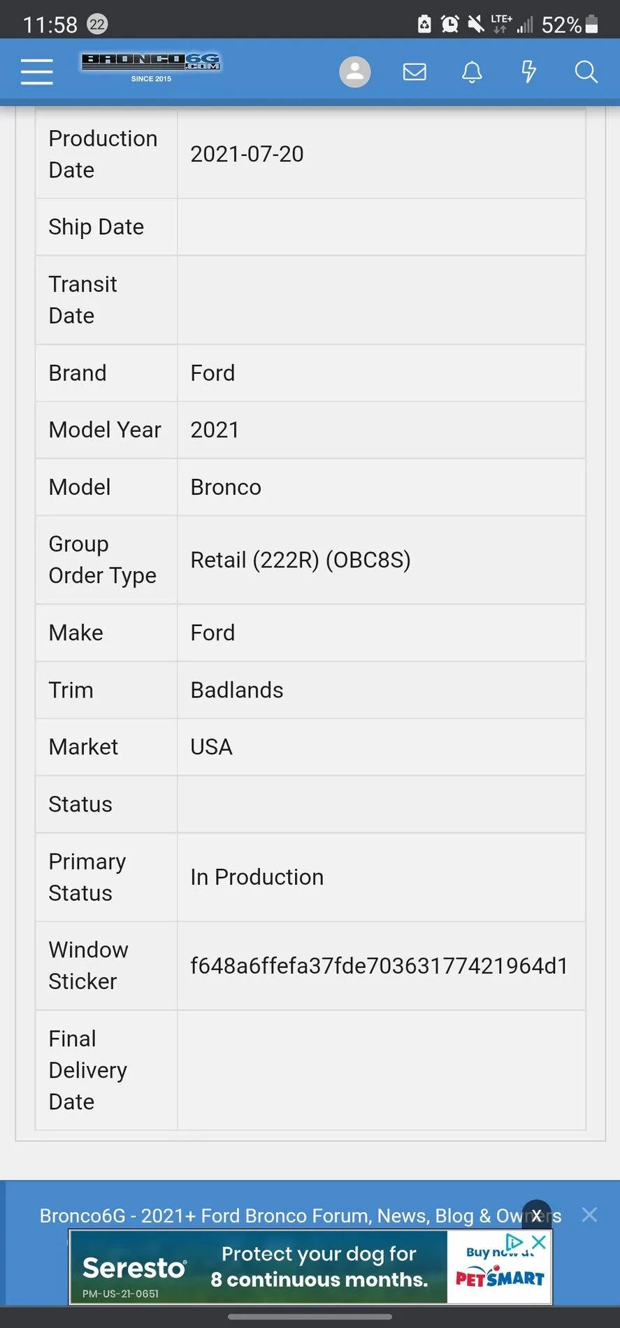 Ford Bronco Who's a 7/19 build? Screenshot_20210725-115841_Chrom