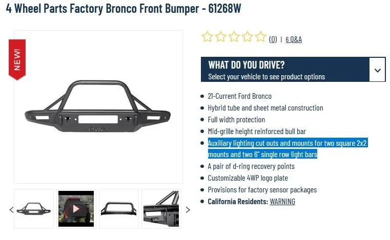 Ford Bronco 4WP Fitted Big Bend Bumper