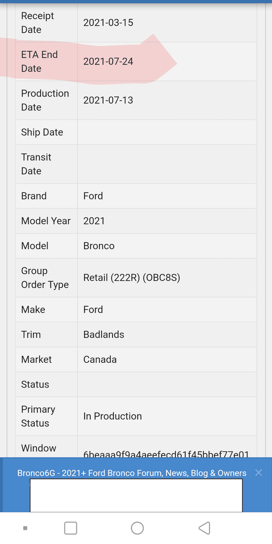 Ford Bronco Who's a 7/19 build? Screenshot_20210726-142336~2