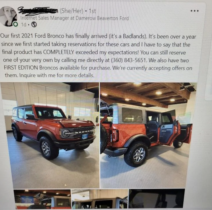 Ford Bronco Here starts the dealer games 83E4A648-4305-4557-8FA9-E498FD5EC4A1
