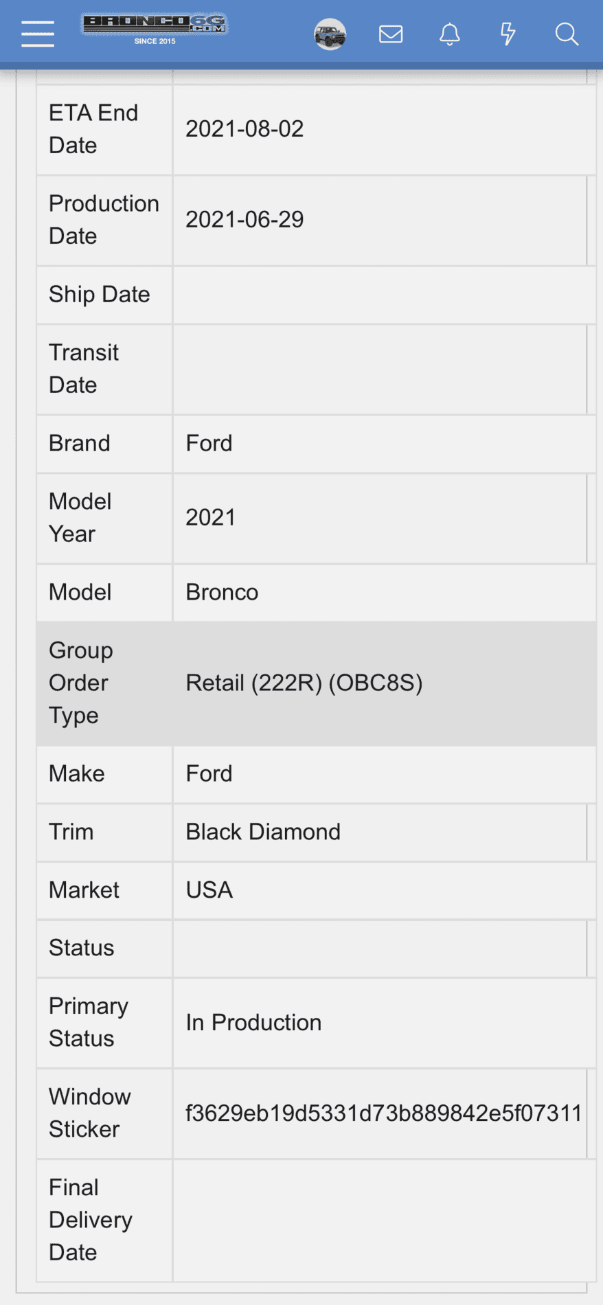 Ford Bronco 6/30 blend dates B3D4FF09-73C1-4D12-93F9-9B998D5CDA91
