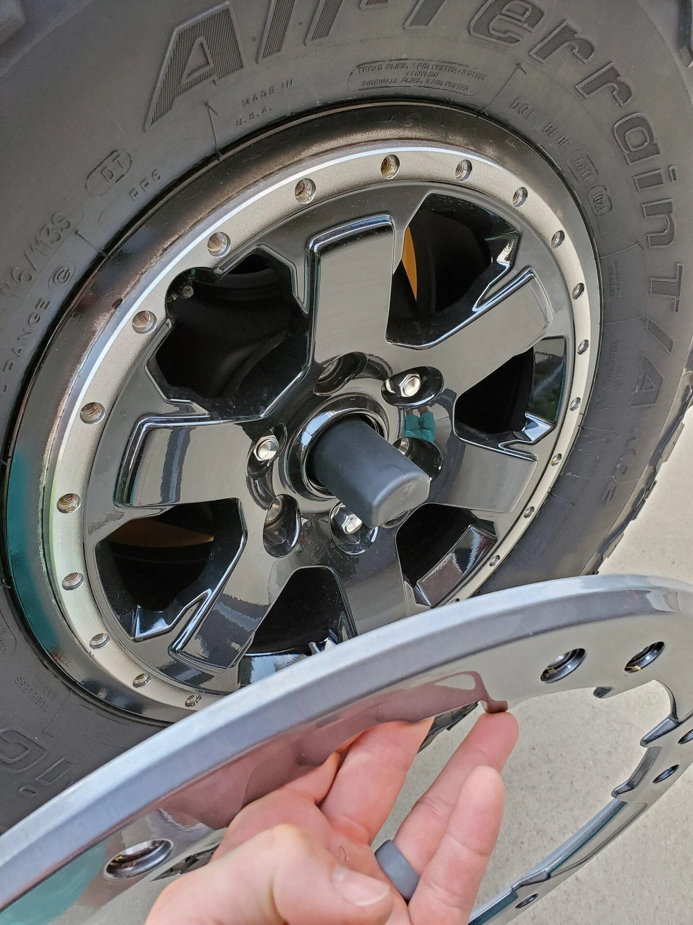 Ford Bronco Beadlock Capable Wheels Rings Removal and Color Changed (Powdercoated) - Non-Sasquatch Badlands 20210727_185207