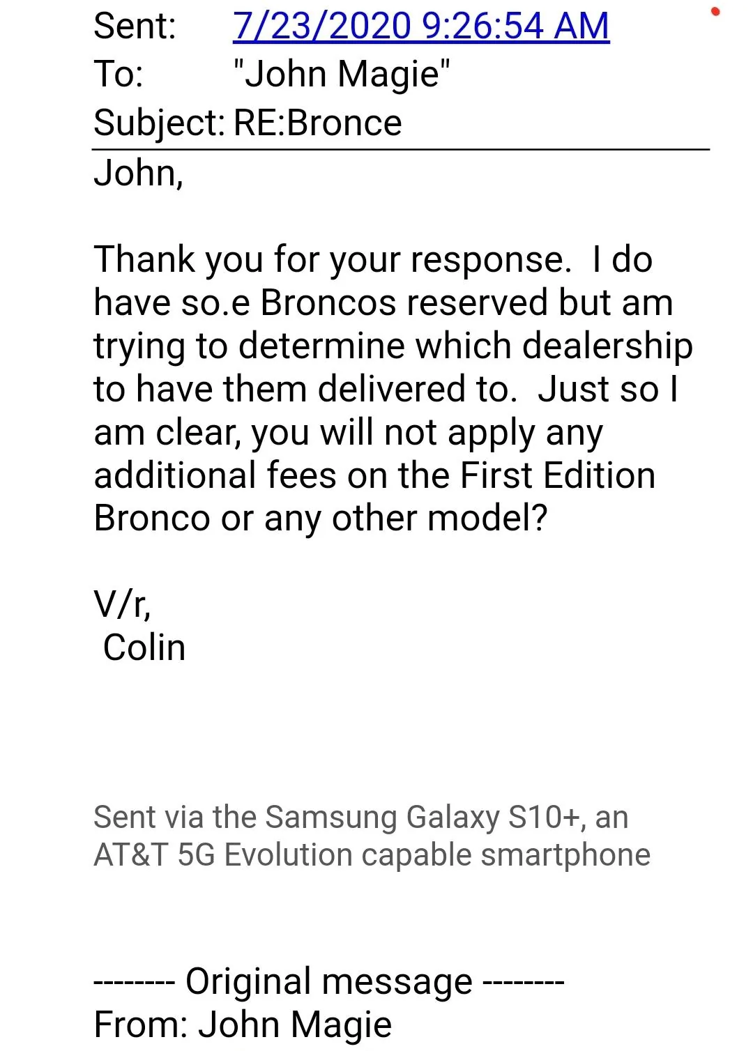 Ford Bronco Bronco Dealers: No-ADM, X-Plans & Special Discounts Master List Screenshot_20200723-101001_Email