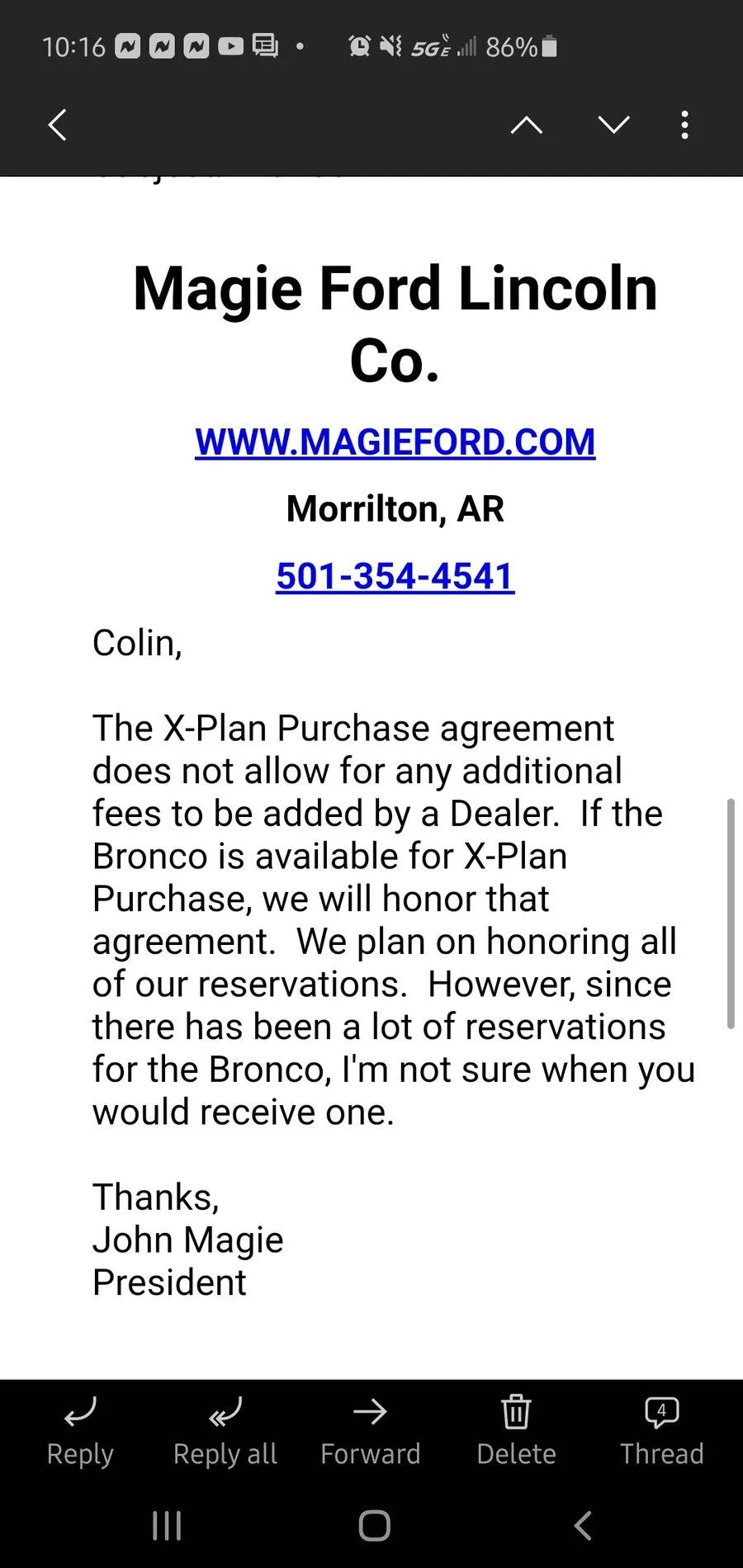 Ford Bronco Bronco Dealers: No-ADM, X-Plans & Special Discounts Master List Screenshot_20200723-101651_Email