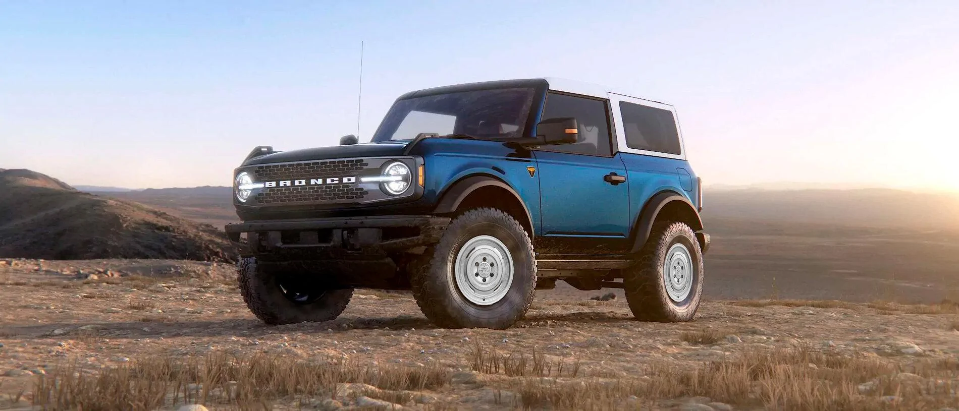 Ford Bronco Photoshop request - Dog-dish Hubcpas AntiMatterBlue2Door