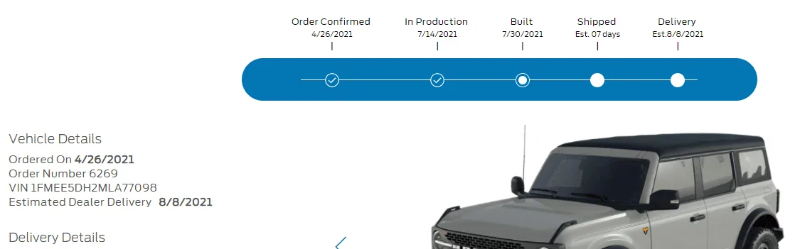 Ford Bronco Don't trust the Bronco Order Tracker 1628182463340
