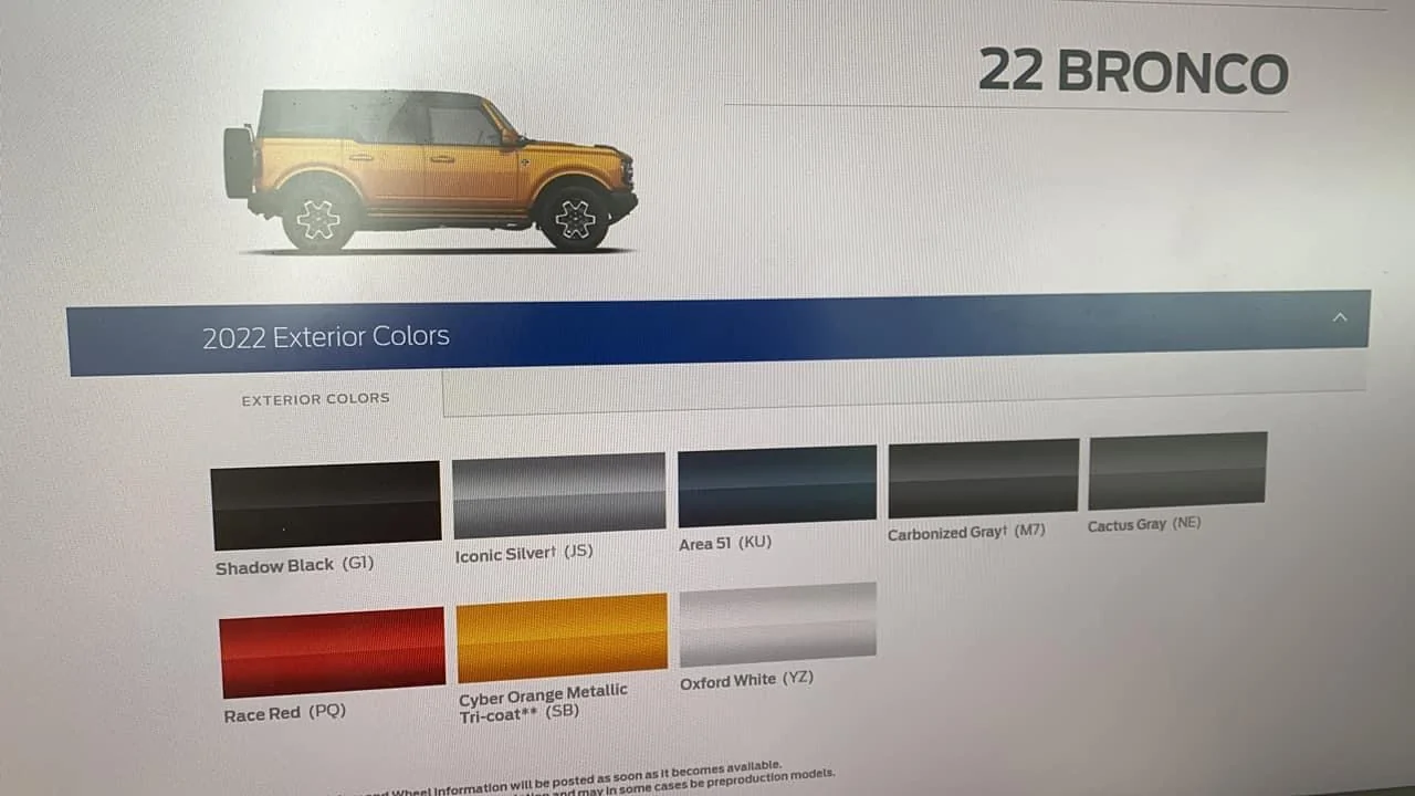 Ford Bronco 2022 Bronco Paint Colors Leaked 5F2F9AA3-9066-4C16-90FE-1B5FB59EF02A