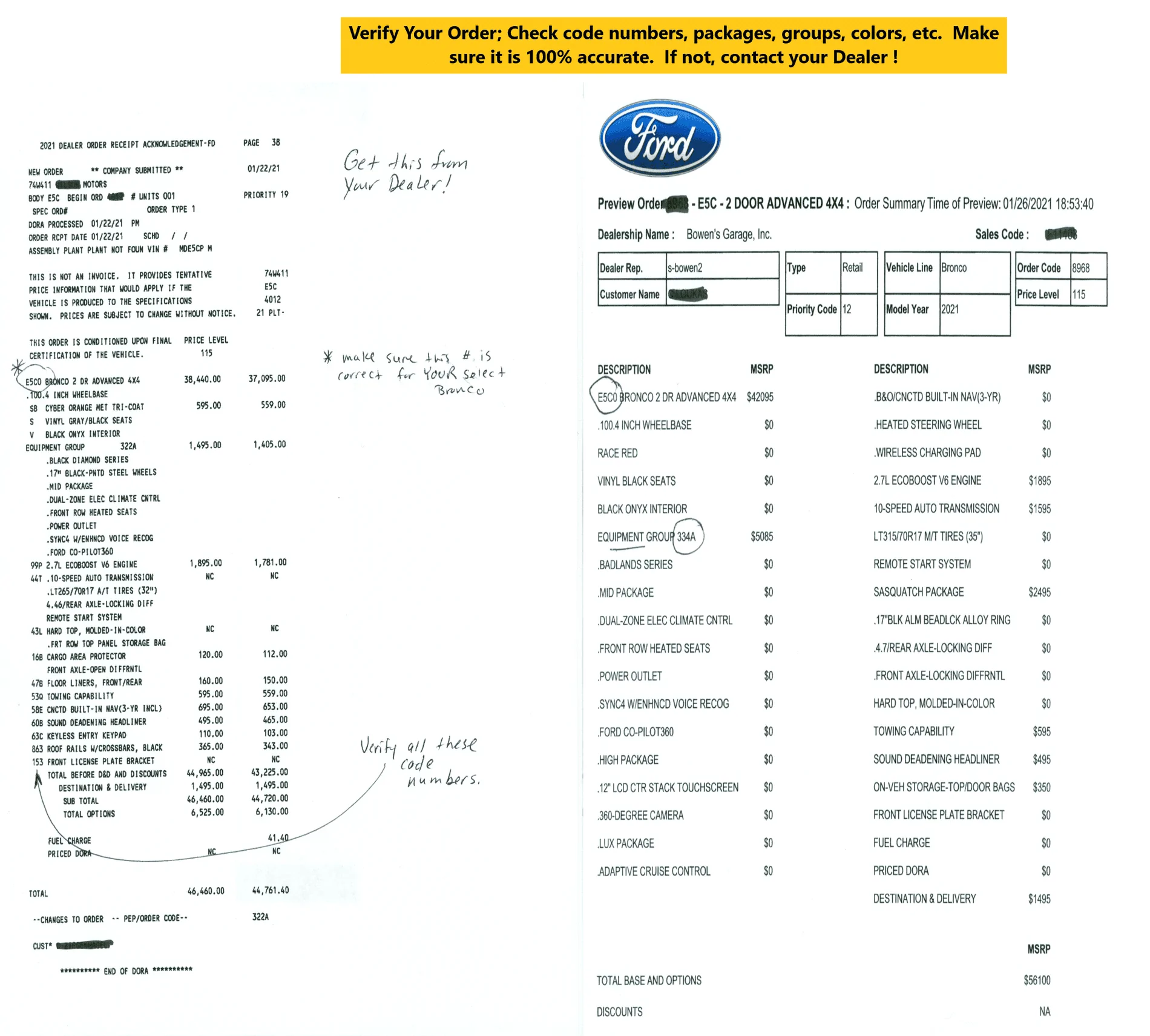 Ford Bronco Ordering a DORA 1628631926174