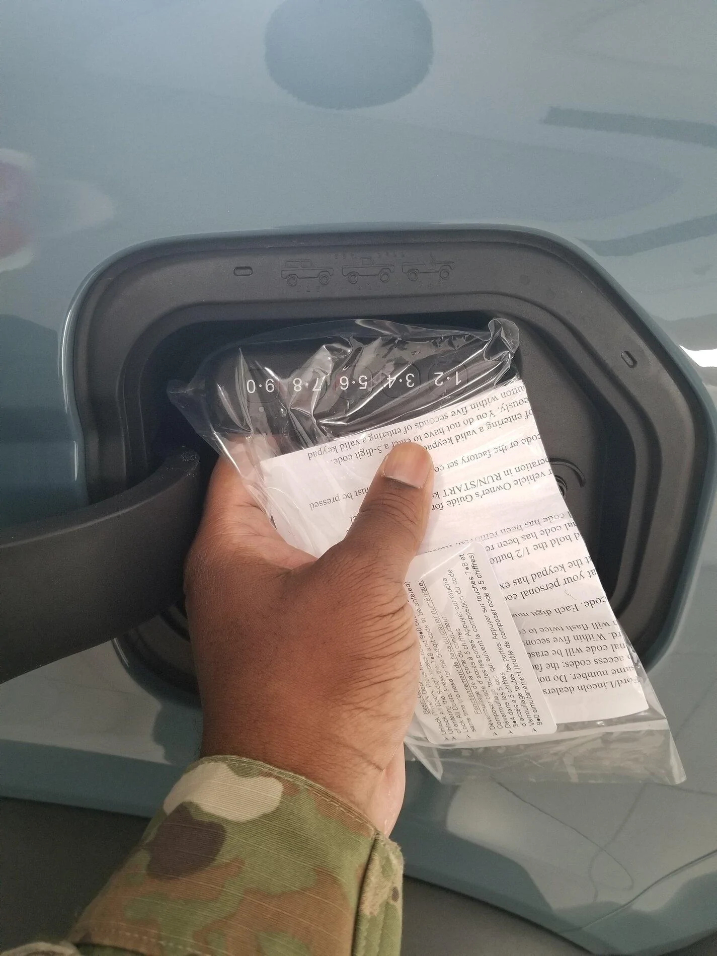 Ford Bronco Installing Keyless Entry Pad in the fuel door 20210810_165233