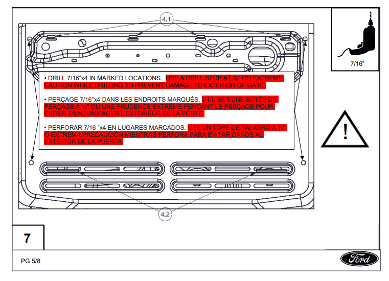 Ford Bronco PSA - Warning on tailgate table install: don't drill too deep 1628704308770