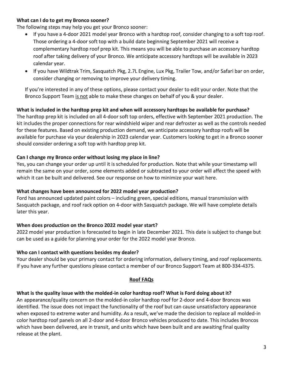 Ford Bronco 📣 Ford announces MIC hardtop solution (program 21B49): unscheduled orders will get MY2022, delivered & built Broncos will have tops replaced Order-Holder-FAQ-3