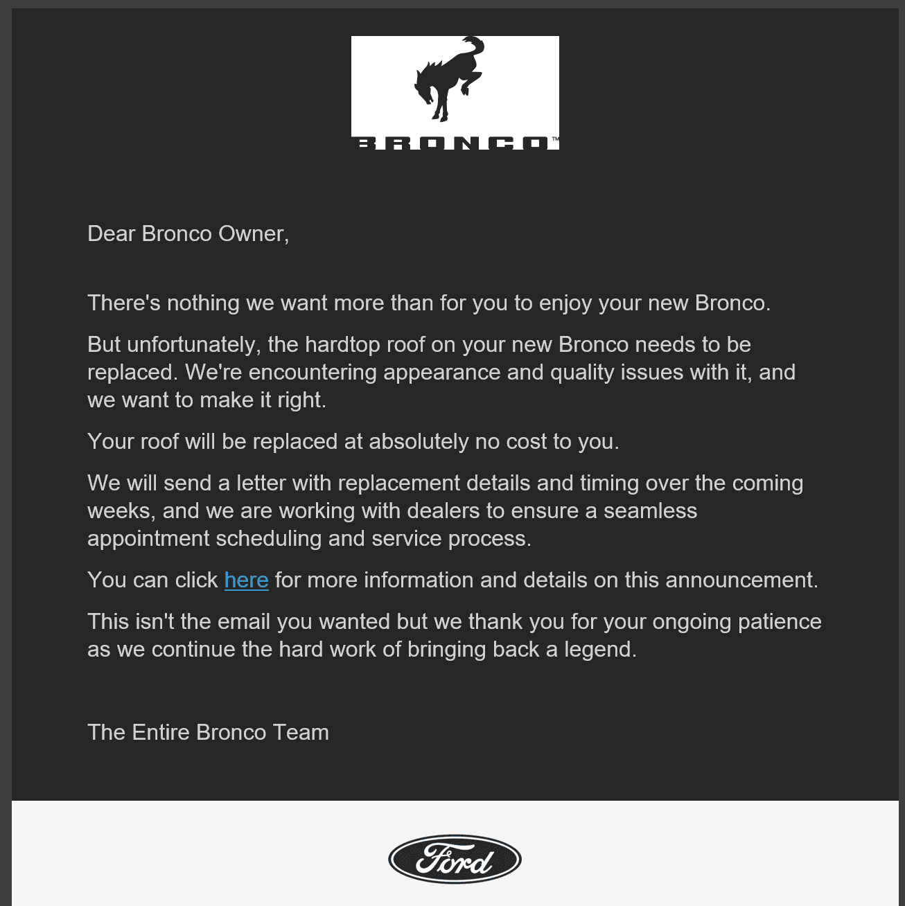 Ford Bronco Delivery delay emails have arrived [8/13] 1628865493825