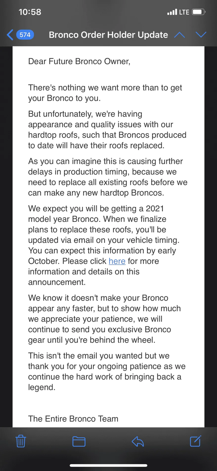 Ford Bronco Delivery delay emails have arrived [8/13] 99626680-BD22-4328-A09C-EE7772A49B6E