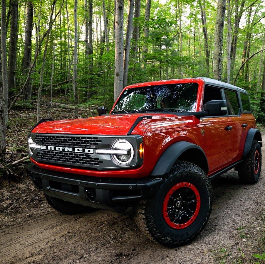 Ford Bronco Beadlock Rings Powdercoated Race Red 2021 Bronco Powdercoated Beadlock Rings Race Red