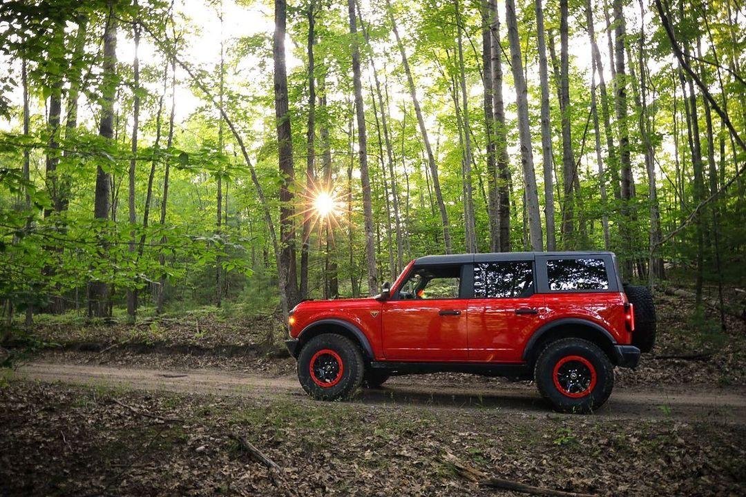 Ford Bronco Beadlock Rings Powdercoated Race Red 2021 Bronco Powdercoated Beadlock Rings Race Red 1