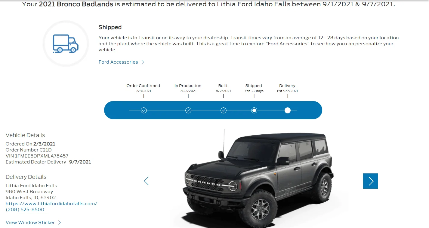Ford Bronco Who's a 7/19 build? tracking