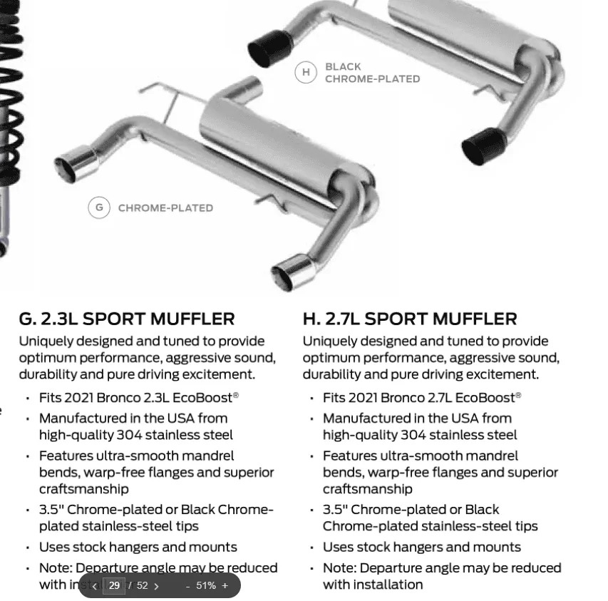 Ford Bronco Exhaust for 2.3 ? Captur