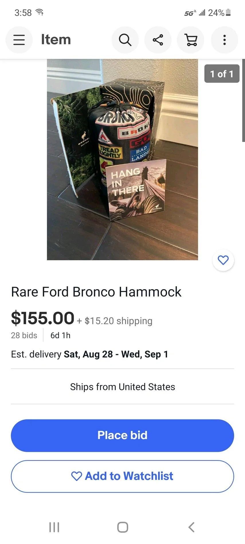 Ford Bronco Hammock swag gift thread Screenshot_20210818-155829_eBay