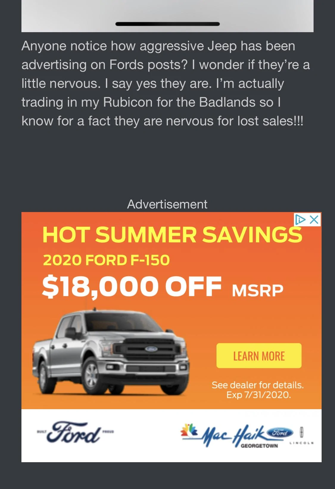 Ford Bronco Jeeps aggressive advertising 36ABAD45-8171-467D-9A44-51E3B374E4A0