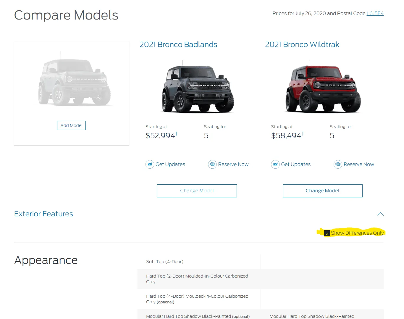 Ford Bronco Compare Models Link 1595790596785