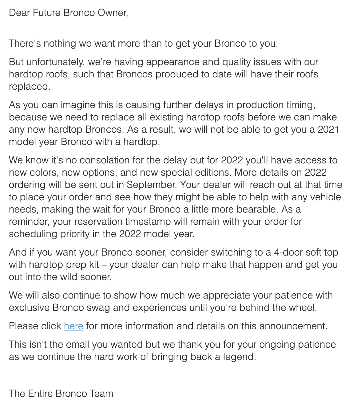 Ford Bronco Ford.com - My Orders and Reservations - Any updates? 1629387529096
