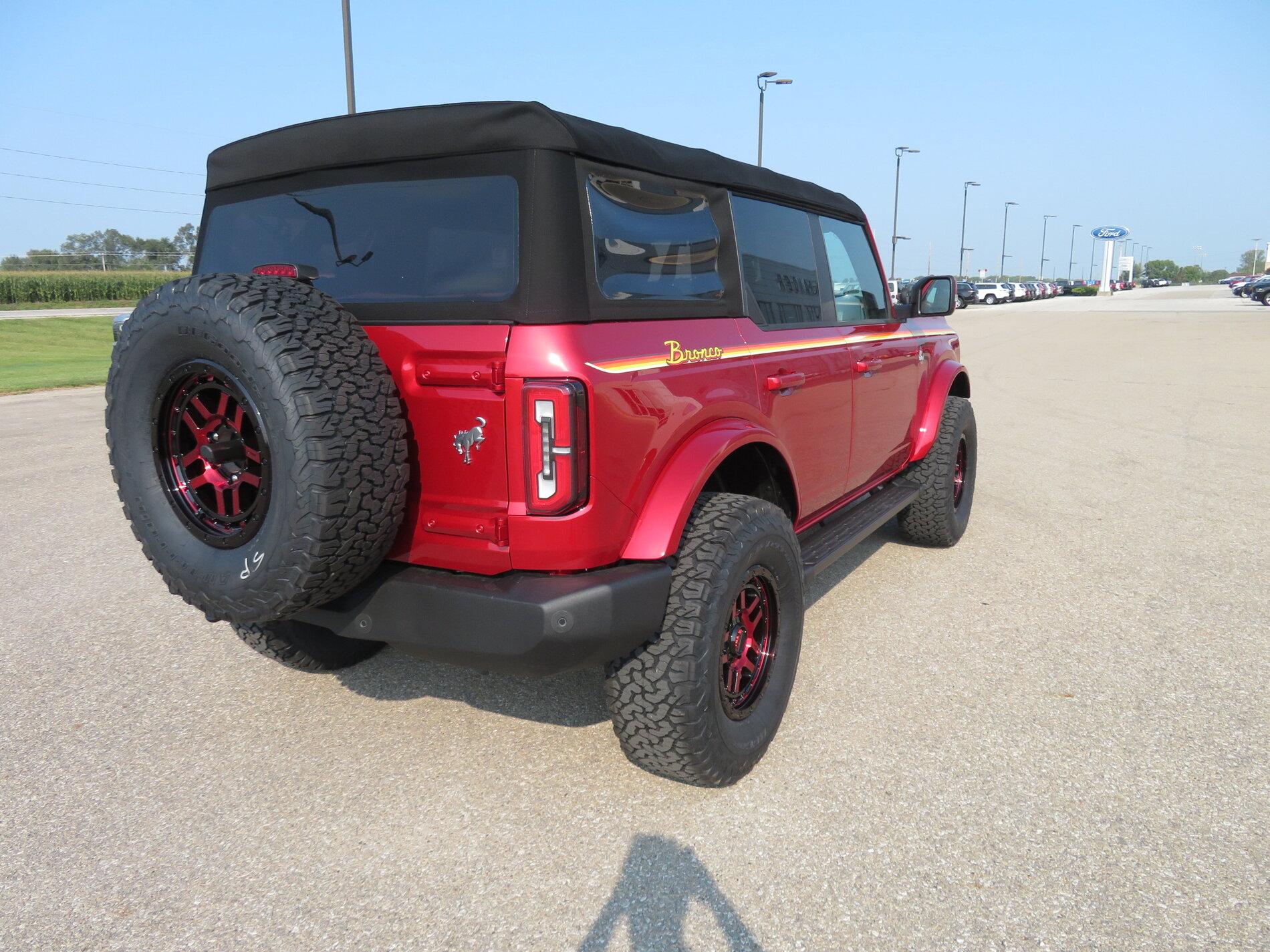 Ford Bronco Our Rapid Red Outer Banks w/ KMC Recons 17x 8.5, BFG 315/70/17, 4WP Level Kit, Ford Retro Graphics Kit 65B9028C-4B37-4974-A764-C96201327280