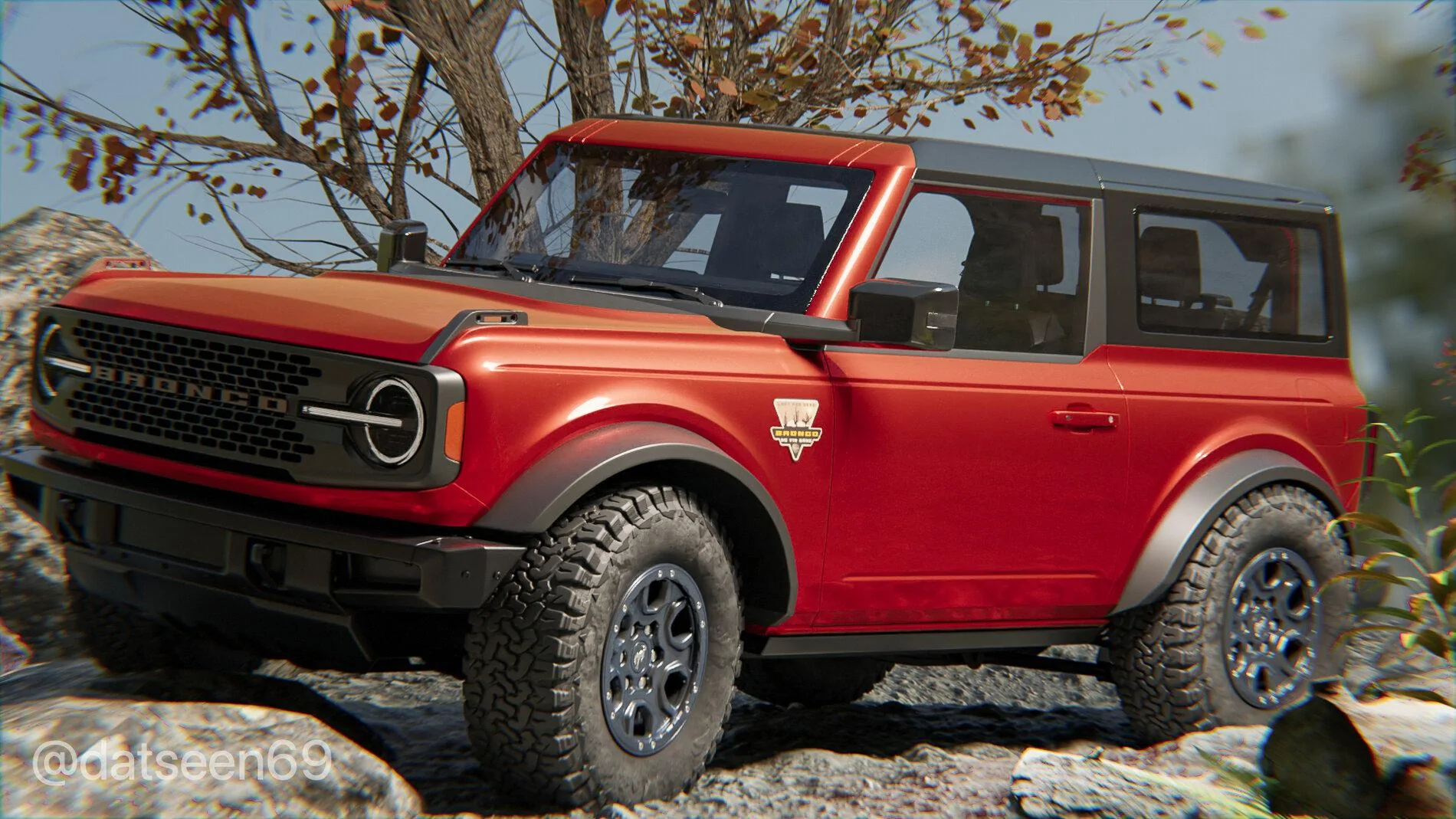 Ford Bronco [RENDER] Hot Pepper Red Bronco with MIC top and white top untitled4