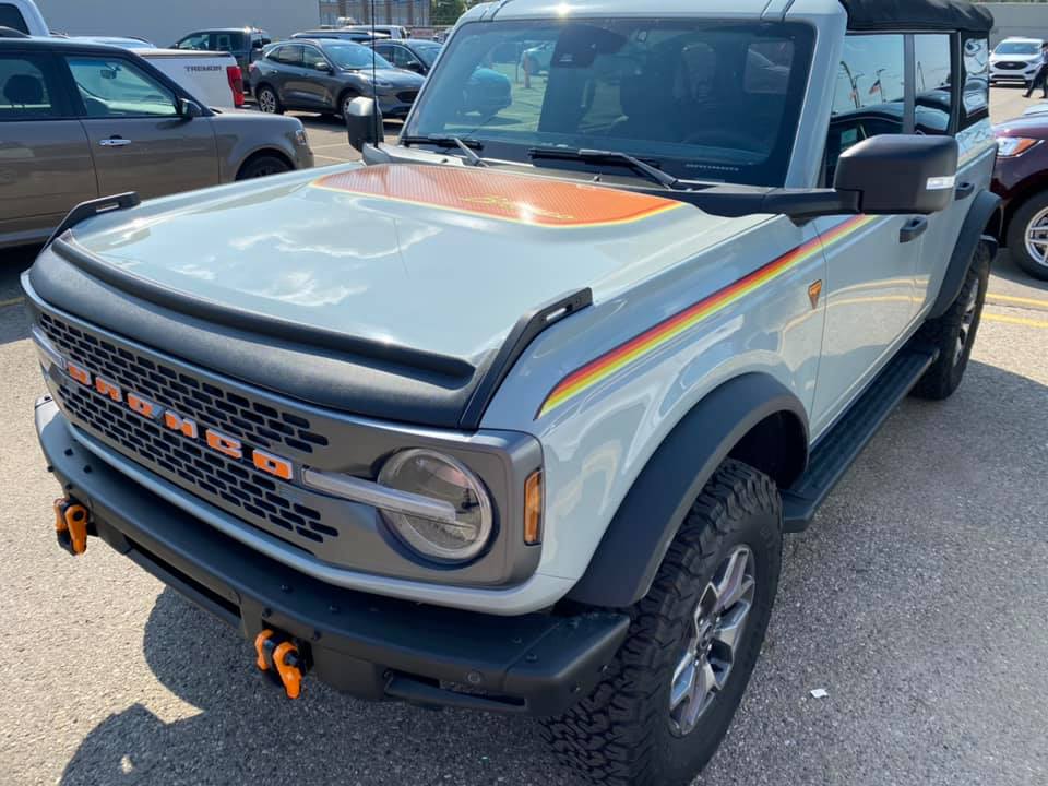 Ford Bronco CACTUS GRAY Bronco Club Cactus Gray Bronco yellow tow hooks yellow bronco grill letters 1