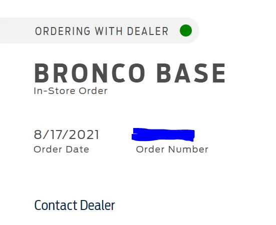 Ford Bronco What should I see when viewing my order? 1629909294723