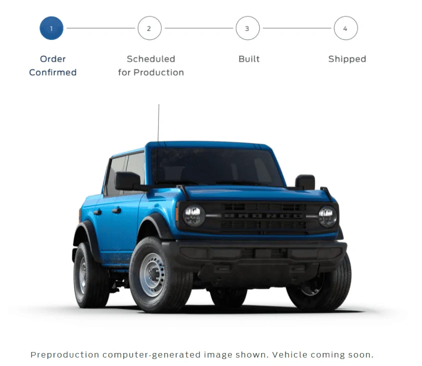 Ford Bronco What should I see when viewing my order? 1629909420073