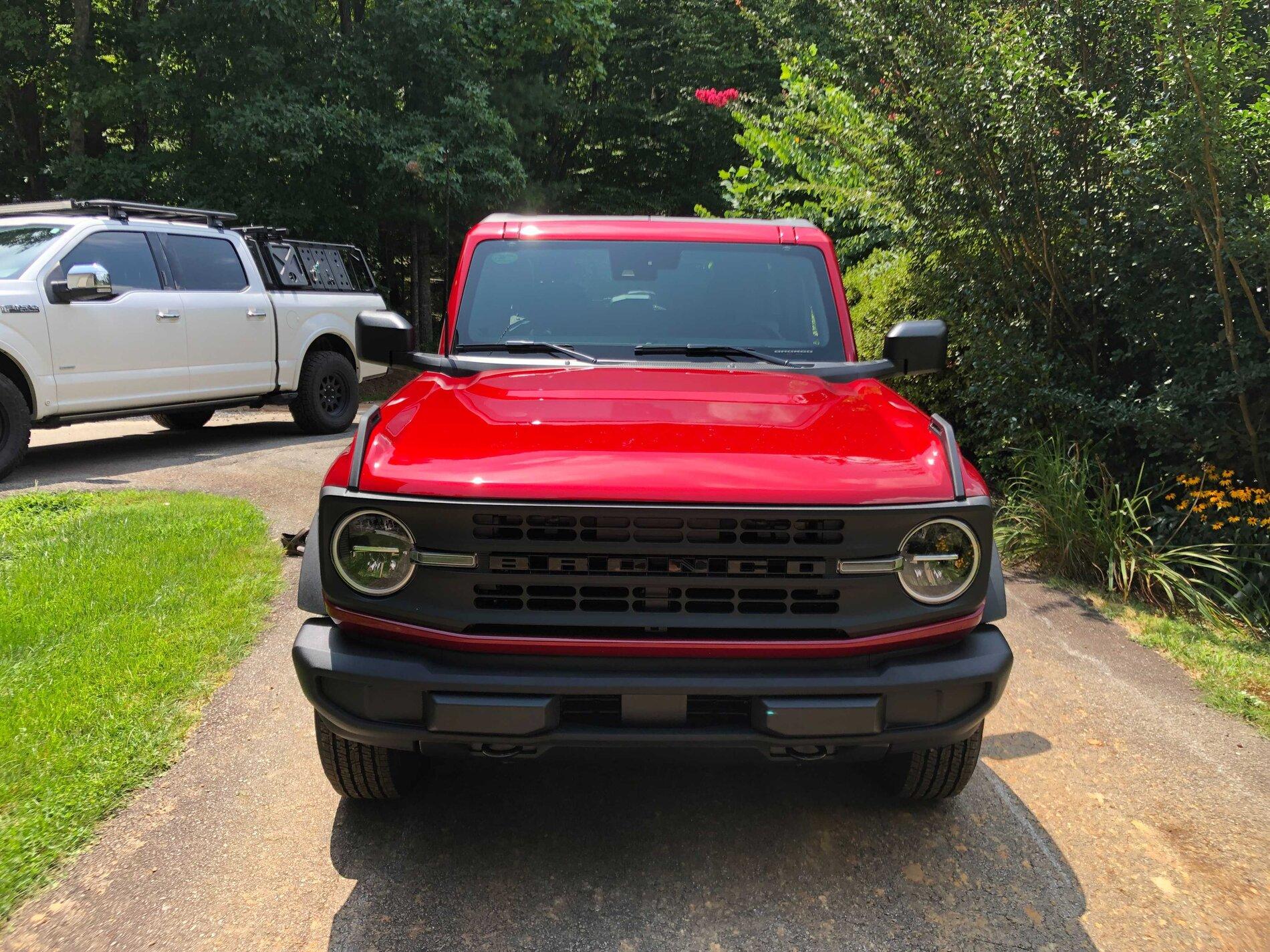 Ford Bronco 🦄 Modified my unicorn Base Bronco 2-Door: BFG A/T KO2, Upgraded Speakers, Rear Seat Delete, Sasquatch Flares, Stripes & CB Radio Image from iOS