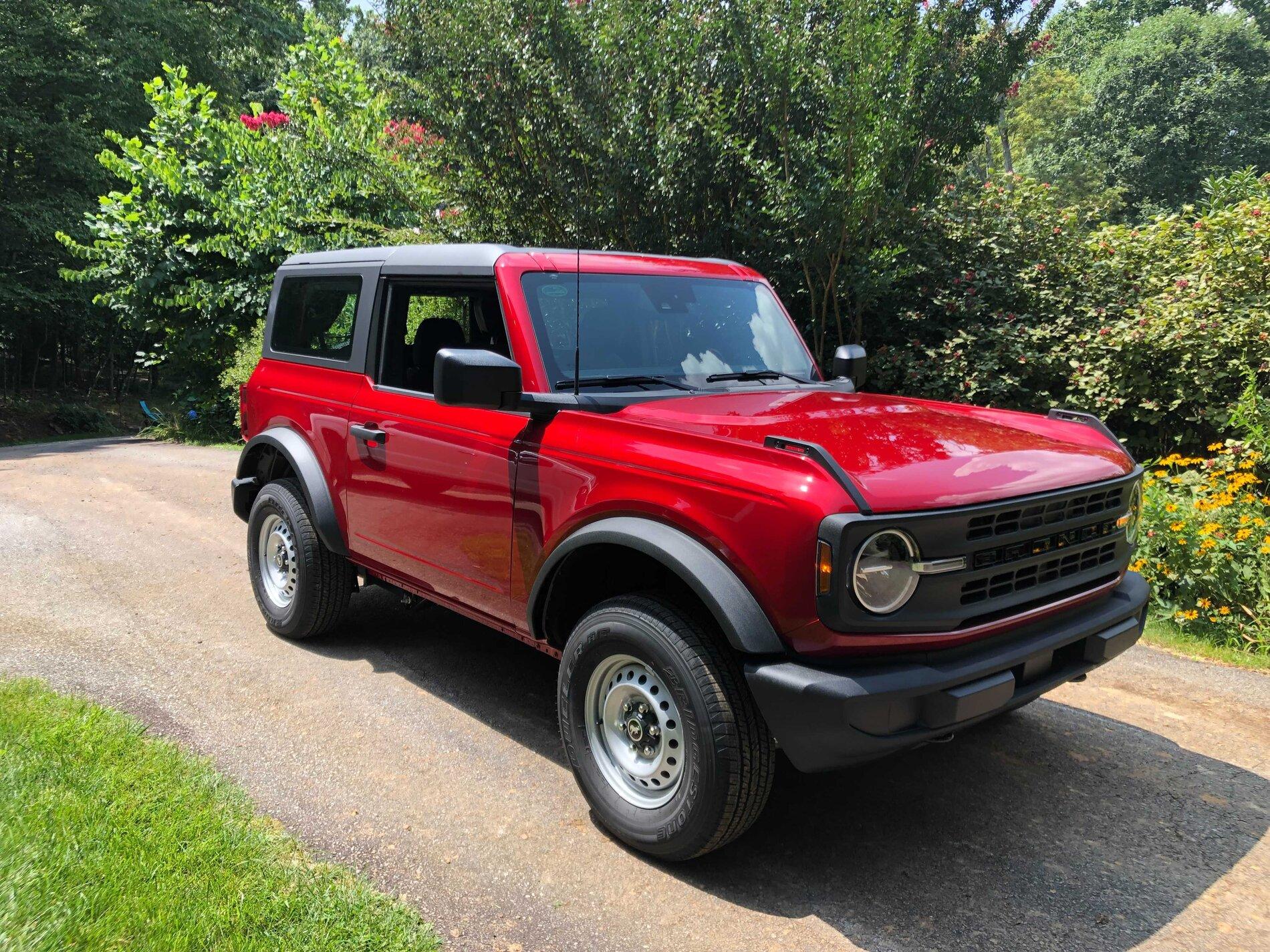 Ford Bronco 🦄 Modified my unicorn Base Bronco 2-Door: BFG A/T KO2, Upgraded Speakers, Rear Seat Delete, Sasquatch Flares, Stripes & CB Radio Image from iOS (1)