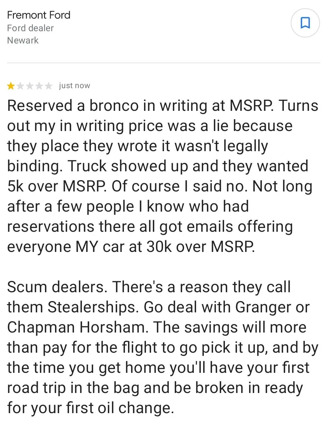 Ford Bronco Fremont Ford - email today Screenshot_20210830-190906_Maps