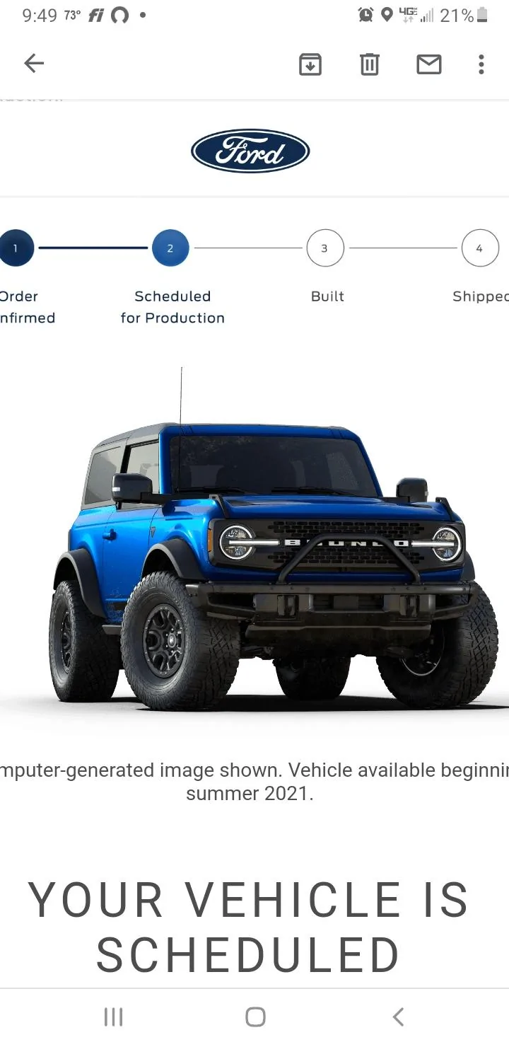 Ford Bronco [Update: Scheduling Cancelled For 10/18 Build Week] Granger Bronco Scheduling Previews as of 8/31. Including 2-Door and MIC top Screenshot_20210819-214909_Gmail