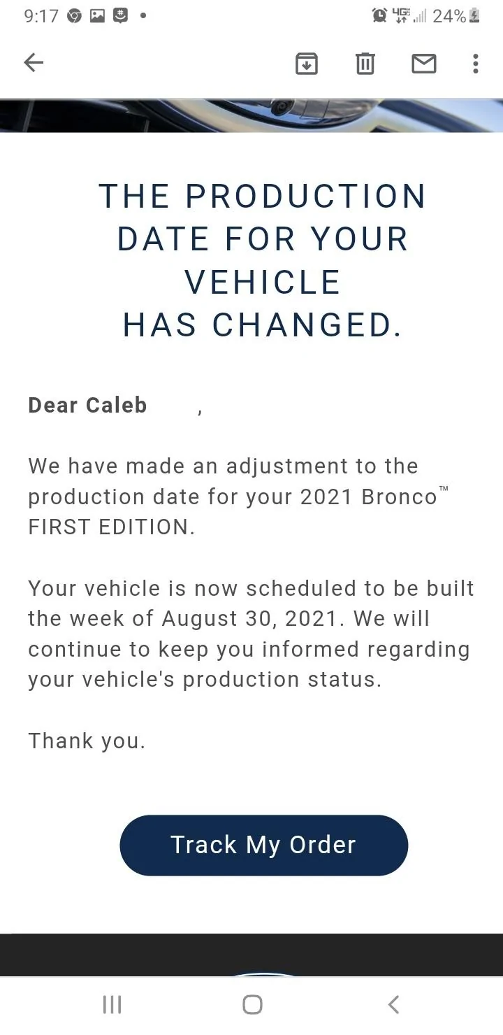 Ford Bronco [Update: Scheduling Cancelled For 10/18 Build Week] Granger Bronco Scheduling Previews as of 8/31. Including 2-Door and MIC top 20210831_212055