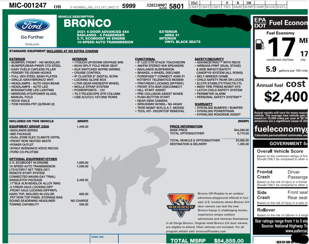 Ford Bronco The Run Arounders (MIC, VIN, no date) 1630521756268