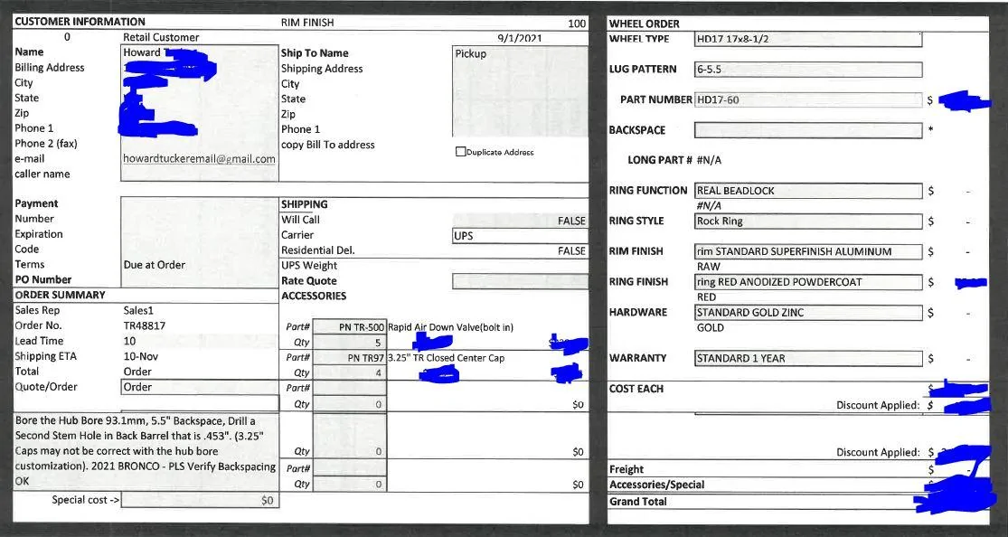 Ford Bronco HELP! validate my wheel order specs TR wheel order
