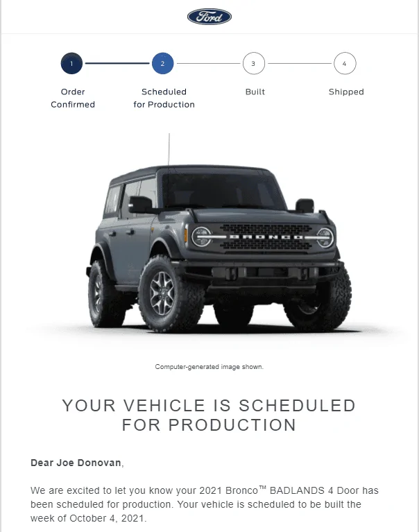 Ford Bronco 📬 9/2 Scheduling Email Received Group! 1630598142906