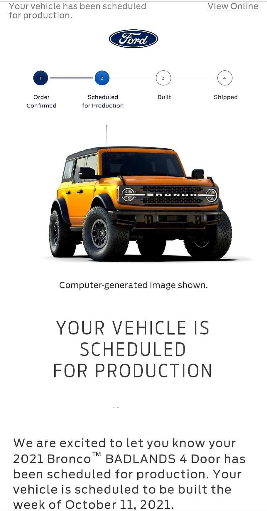 Ford Bronco 📬 9/2 Scheduling Email Received Group! 20210902_135017