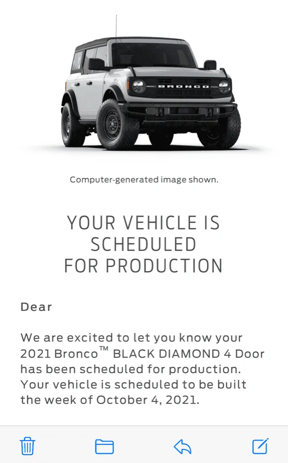 Ford Bronco 📬 9/2 Scheduling Email Received Group! 1630638468267