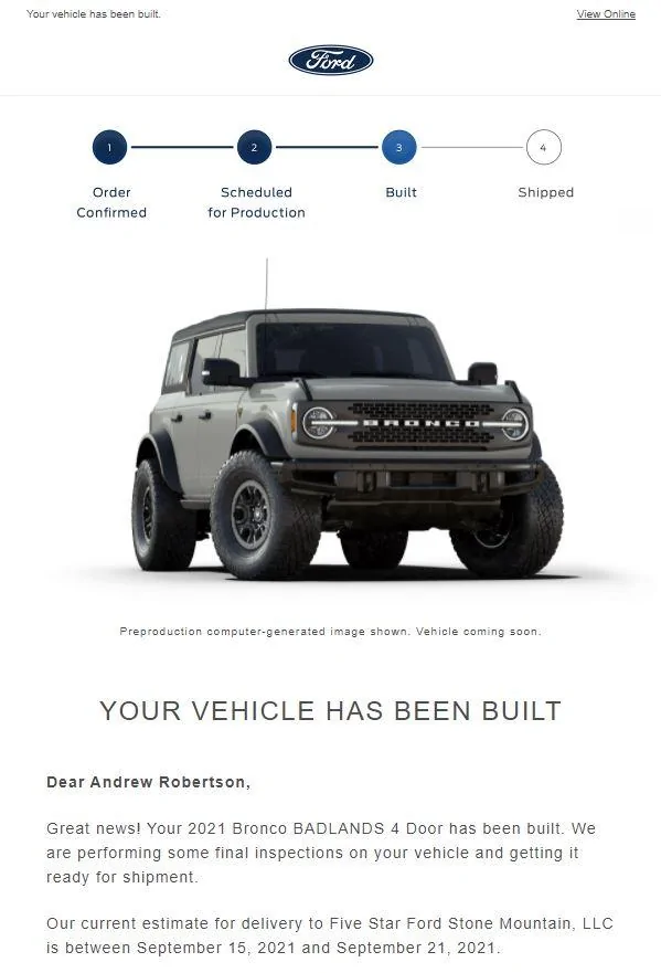 Ford Bronco 🛠 8/30 Build Week Group BUILT